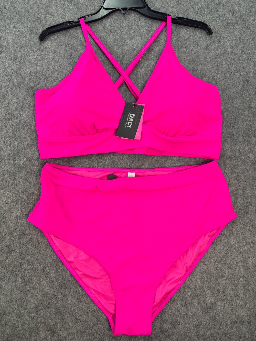 Daci High Waisted V Neck Two Piece Swimsuit with Adjustable Spaghetti Straps